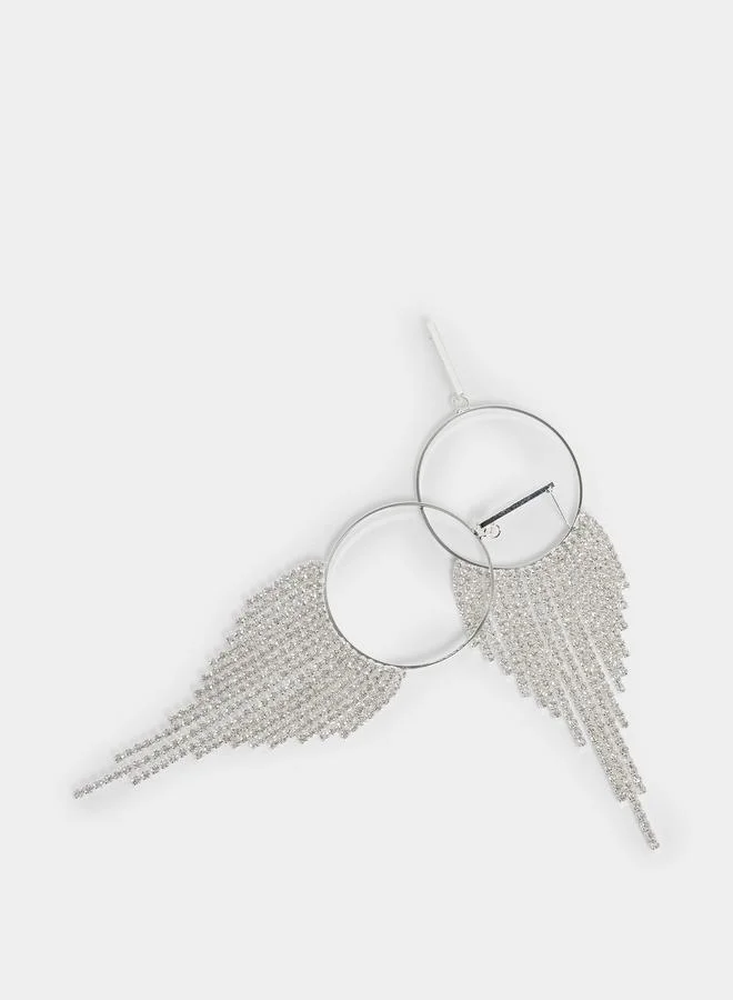 ستايلي أقراط حلقية بكريستال لامع